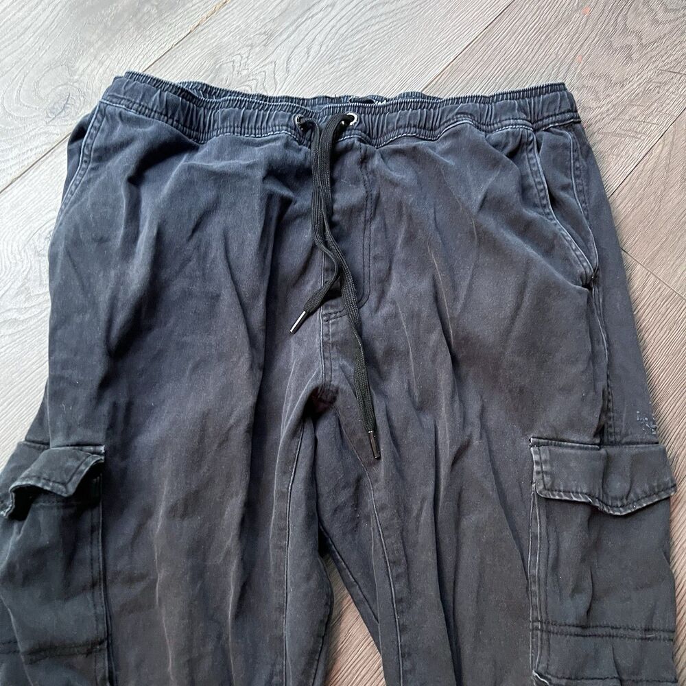 Ecko Unltd Fit Skinny Black Cargo Jogger Pants Drawstring Stretch Men's Size 38 - Picture 4 of 7